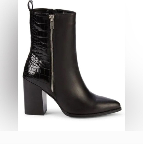 STEVE MADDEN REEGAN LEATHER/CROC-EMBOSSED ANKLE/CALF BOOT - Picture 7 of 7